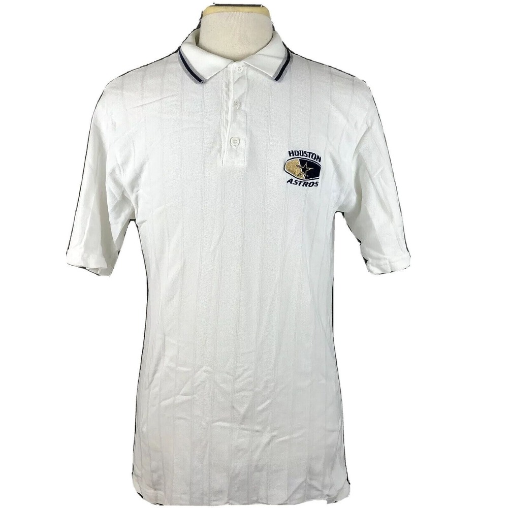 Houston Astros Vintage 80s‎ Polo Shirt Size Large True-Fan Ribbed MLB Baseball
